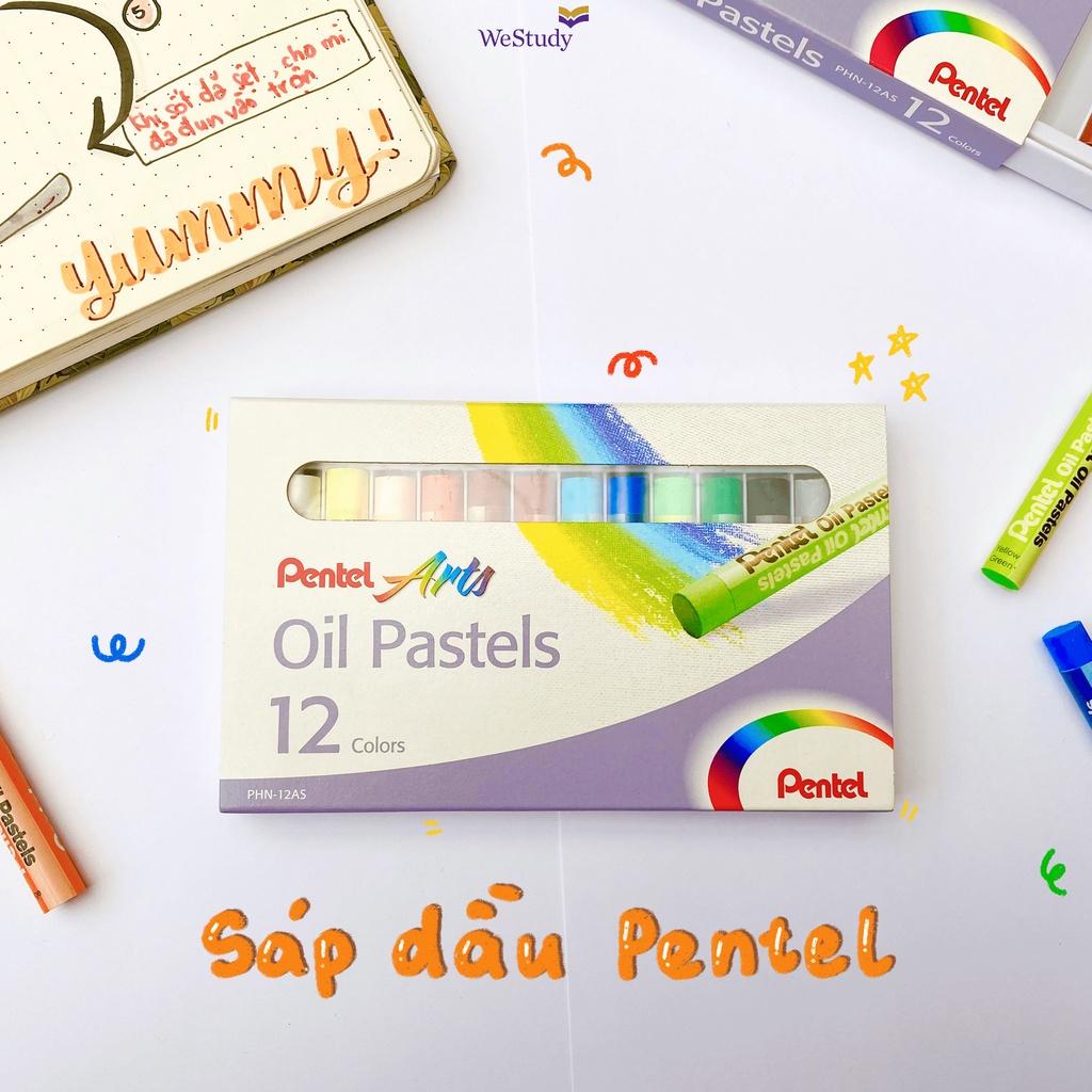 Hộp màu sáp dầu Pentel  - TẶNG KÈM BOOKMARKS