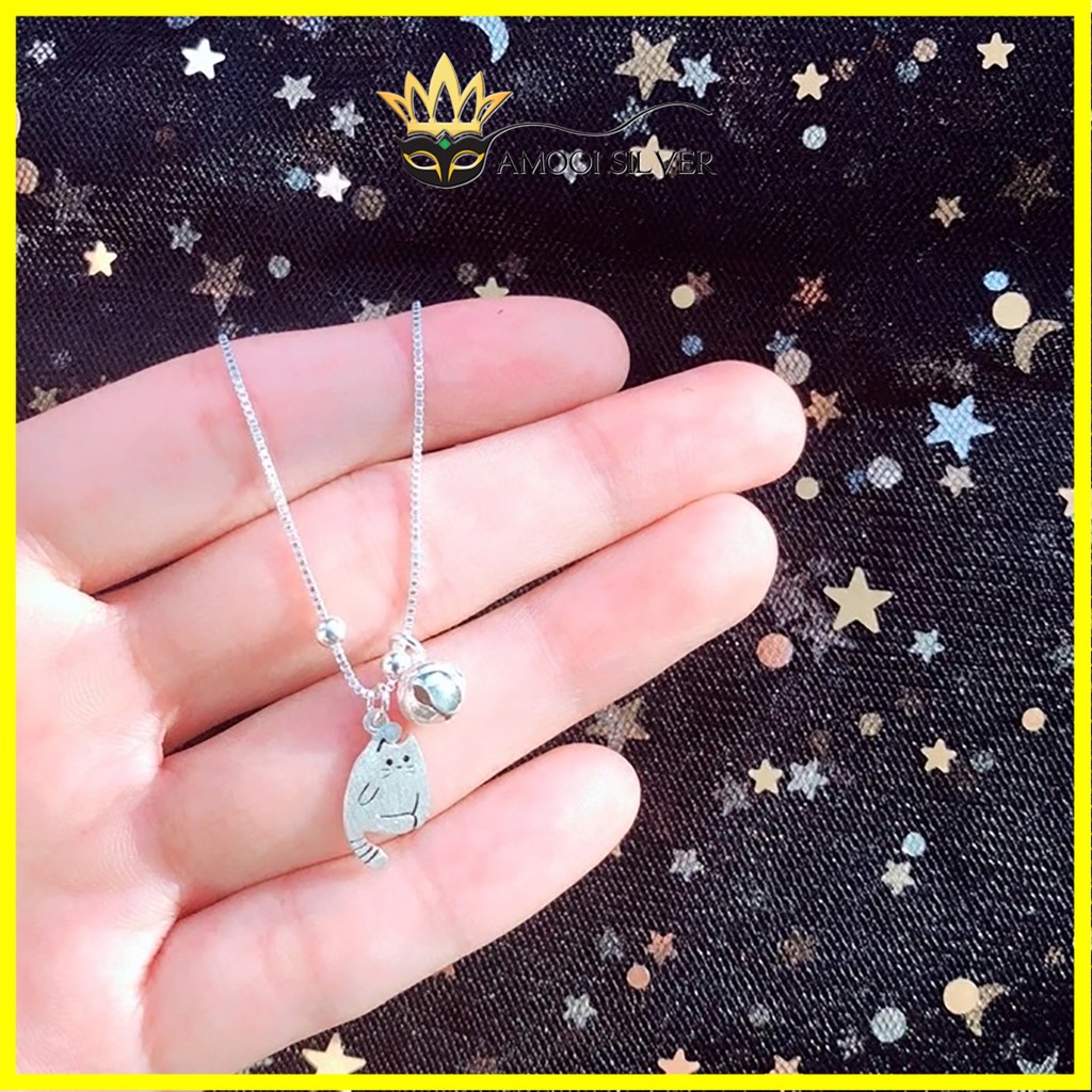 Vòng Tay Bạc 💛𝑭𝑹𝑬𝑬𝑺𝑯𝑰𝑷💛 Lắc Tay Mèo Ú Có Chuông - Lắc Tay Bạc S925 - AMOOI SILVER