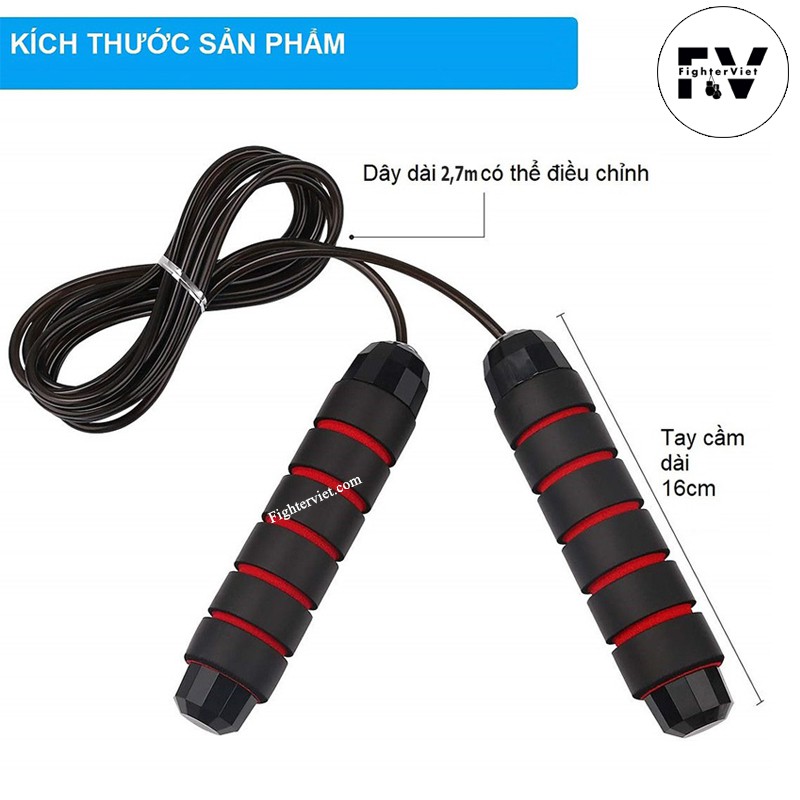 Dây nhảy tập thể dục KUNOSPORT - Dây nhảy thể lực boxing lõi thép đàn hồi 3m thể thao tiện lợi tại nhà