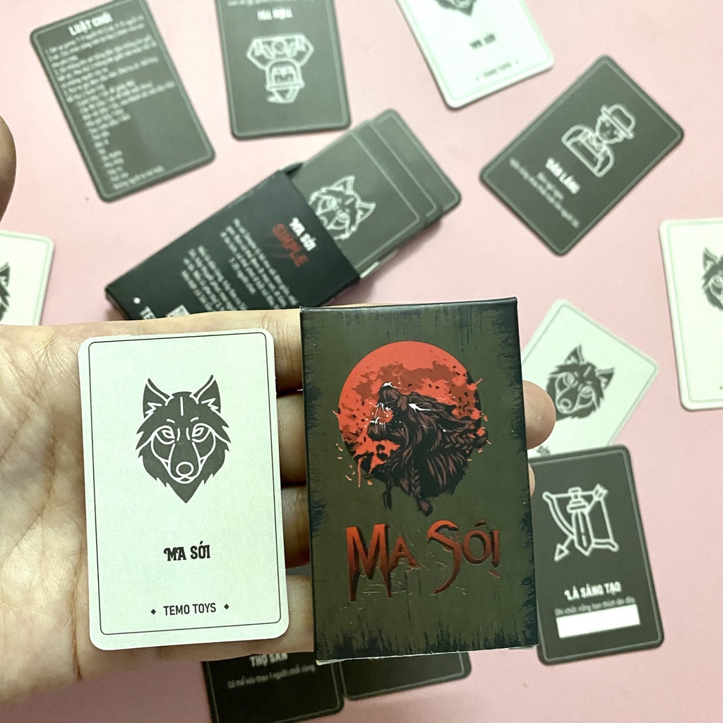 Bộ bài ma sói ultimate cơ bản boardgame chó nhóm bạn đến 15 người chơi Temo Toys
