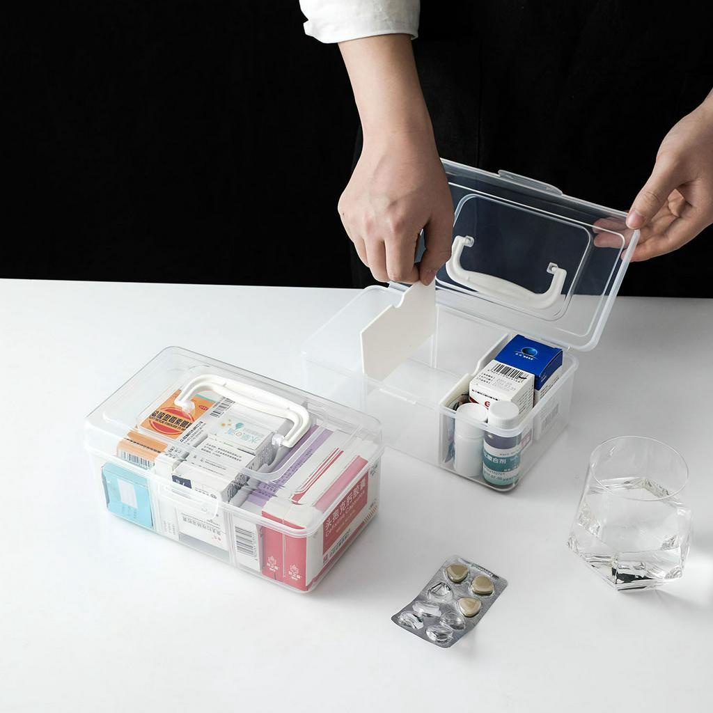 JUJIAJIA Hộp Đựng Dụng Cụ Sơ Cứu Trong Suốt Tiện Lợi