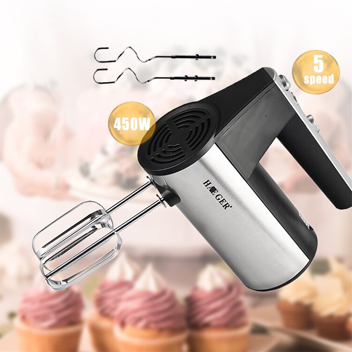 [ BH - 12 Tháng] Máy Trộn Bột Đa Năng Haeger 450W Đánh Trứng, Đánh Kem, Nhào Bột, Đánh Bọt Cafe