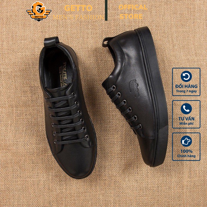 Giày da nam cao cấp phong cách thể thao màu đen in cá sấu full box, giày tây nam giá rẻ