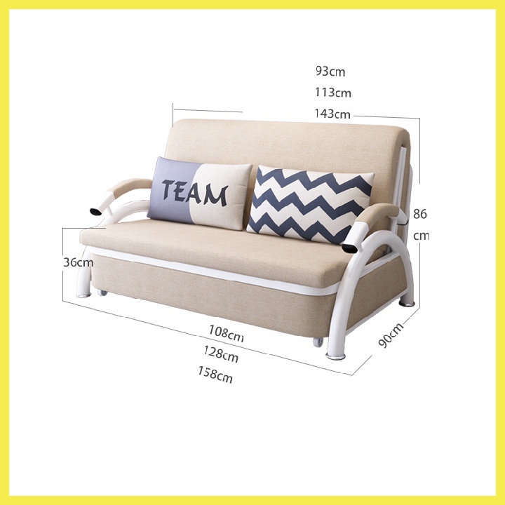 Giường Thông Minh, Giường Sofa Gấp Gọn Thành Ghế Sofa Cao Cấp Được Tặng Kèm 2 Gối KT 128 x 190 cm