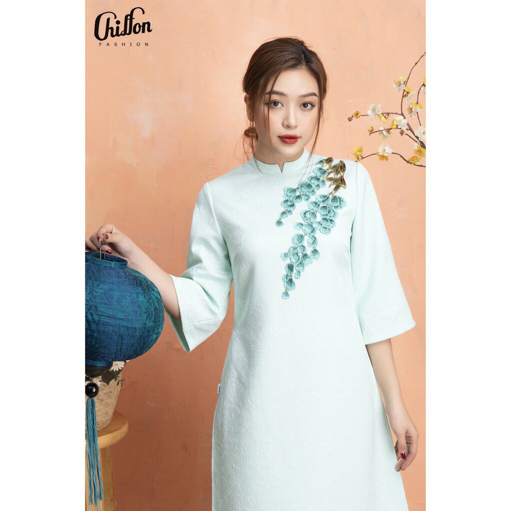 Áo dài gấm Chiffon size S newtag