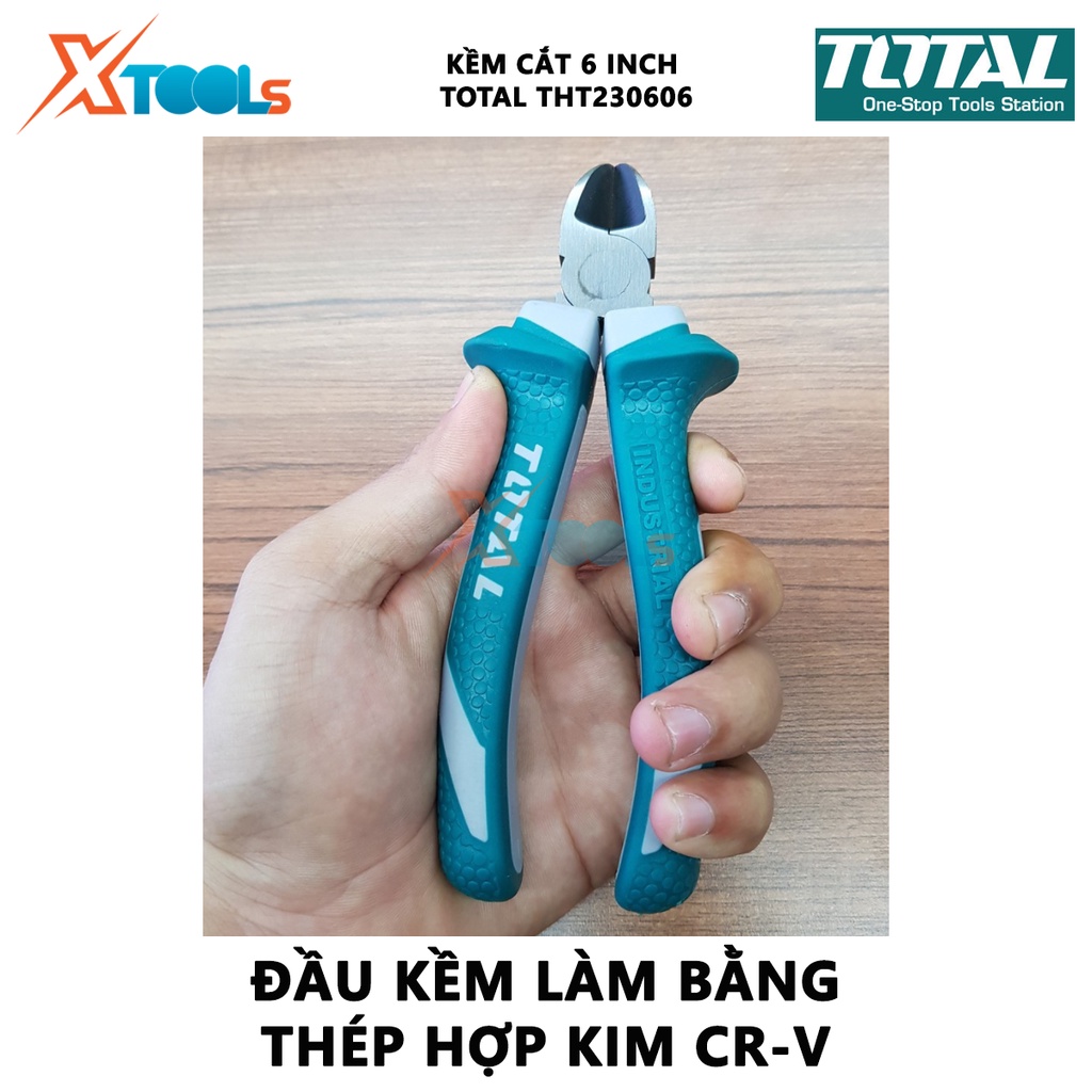Kìm cắt dây điện TOTAL THT230606 | kìm tuốt dây điện kích cỡ 6&quot;/160mm thép CR-V, tay cầm cách điện,bọc cao su chống trơn