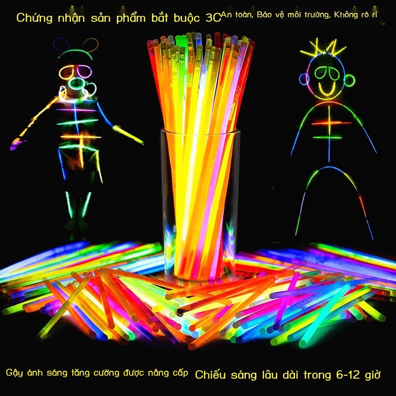 ✱◑Cây gậy huỳnh quang nhảy múa rung với cùng một cây gậy ánh sáng bạc phát sáng stickman dải huỳnh quang quần áo con ngư