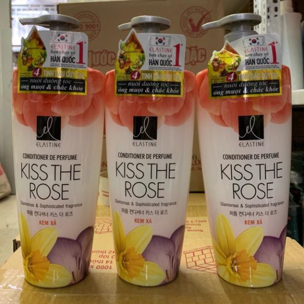Dầu xả mượt tóc hương nước hoa Elastine Kiss The Rose 600ml