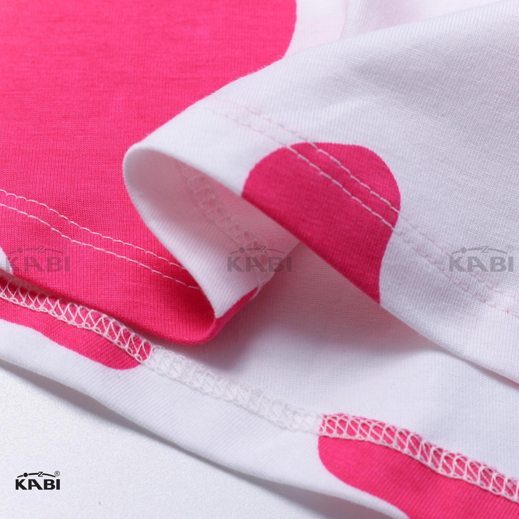 Đầm bé gái KABI đầm bò sữa thun cotton tay ngắn cổ tròn thoáng mát dễ thương