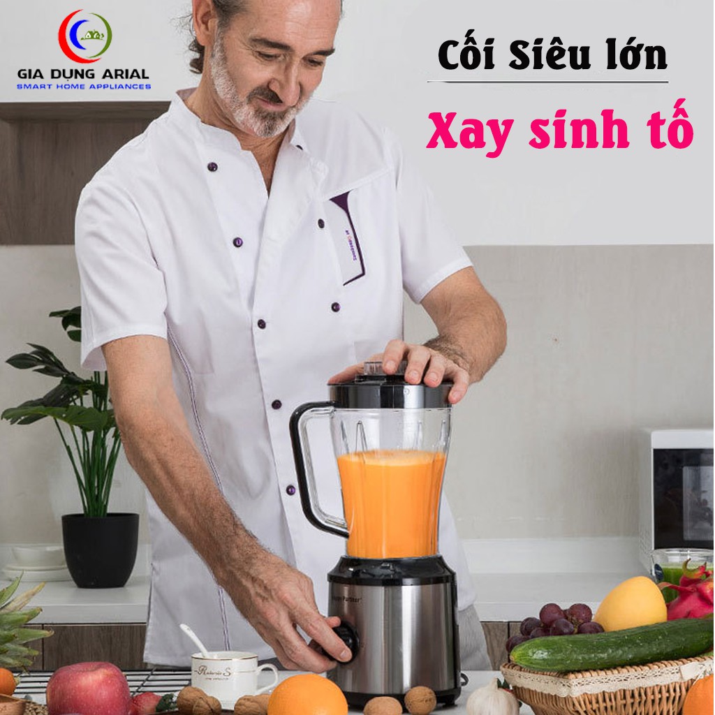 [CHÍNH HÃNG] Máy Xay Sinh Tố Đa Năng HAPPY PARTNER Đầy Đủ Phụ Kiện Tiện Lợi Dung Tích 1.8L Công Suất Lớn