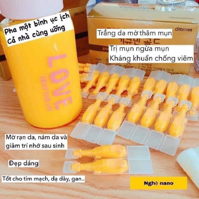 [ Chính Hãng ] Tinh Chất Nghệ Nano Curcumin Gold Hàn Quốc, Hộp 100 Tép * 2ml, Cao Cấp, Giúp Thải Độc Đẹp Dáng Sáng Da