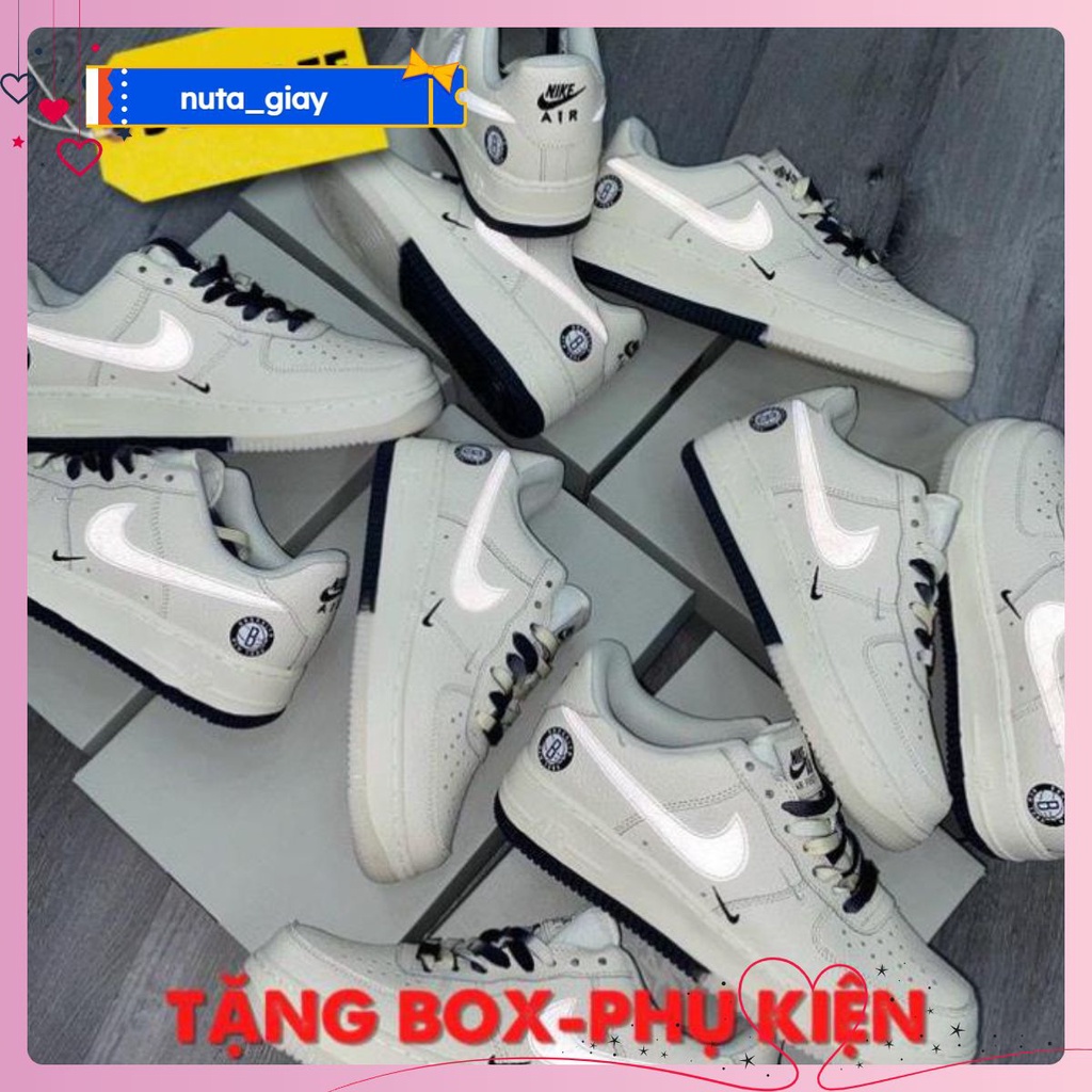 Giày AF1 Âm Dương Brooklyn Sail Black Phản Quang Nam Nữ Mẫu Mới Hot Trend 2022 Full Box Bill