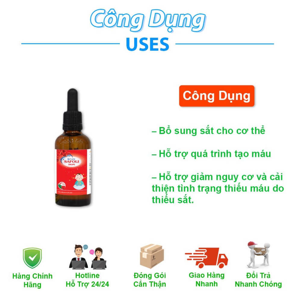 Siro Avisure Safoli Drops - Sắt hữu cơ cho bé, bổ sung sắt, hỗ trợ giảm tình trạng thiếu máu, giảm mệt mỏi ở trẻ