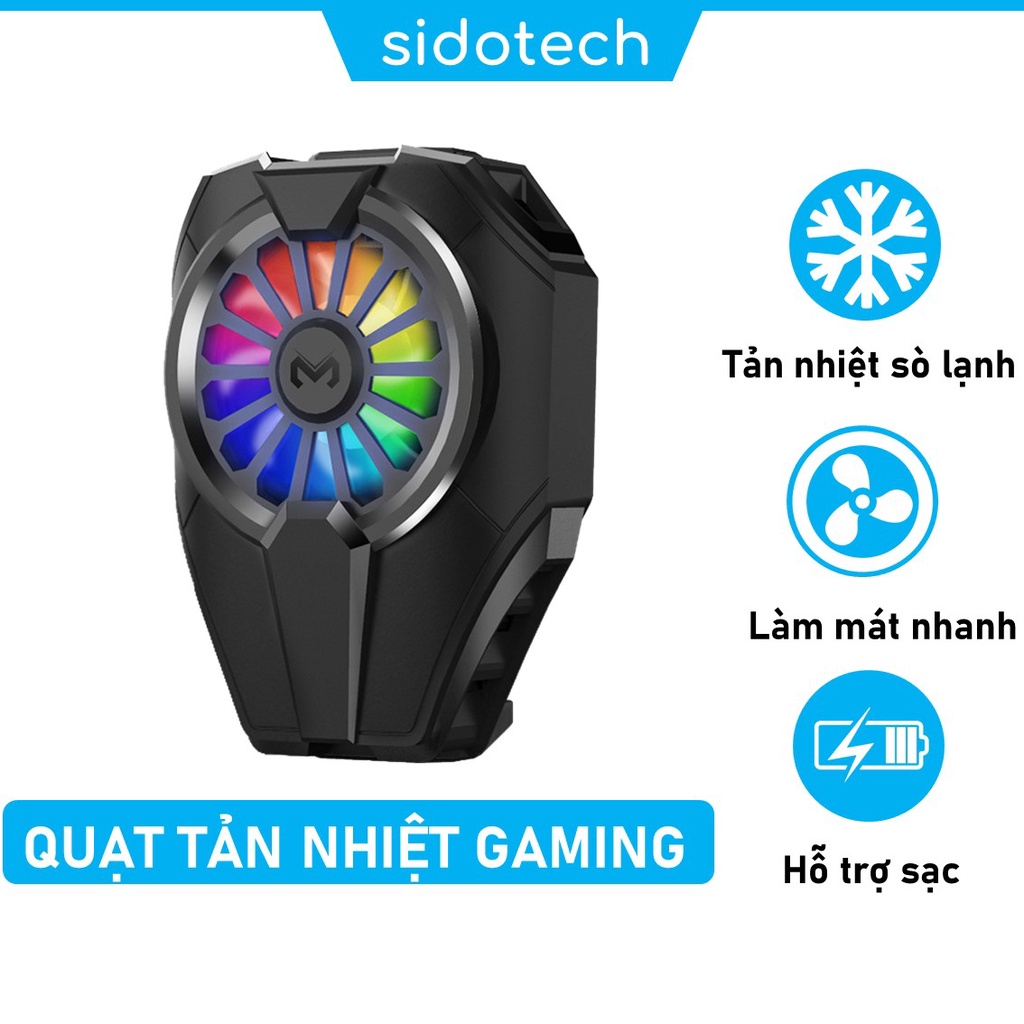 Quạt tản nhiệt điện thoại gaming SIDOTECH MEMO DL06 công nghệ sò lạnh làm mát nhanh LED đổi màu chuyên game mobile