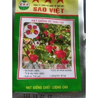 Hạt giống ớt trái tim gói 30 hạt