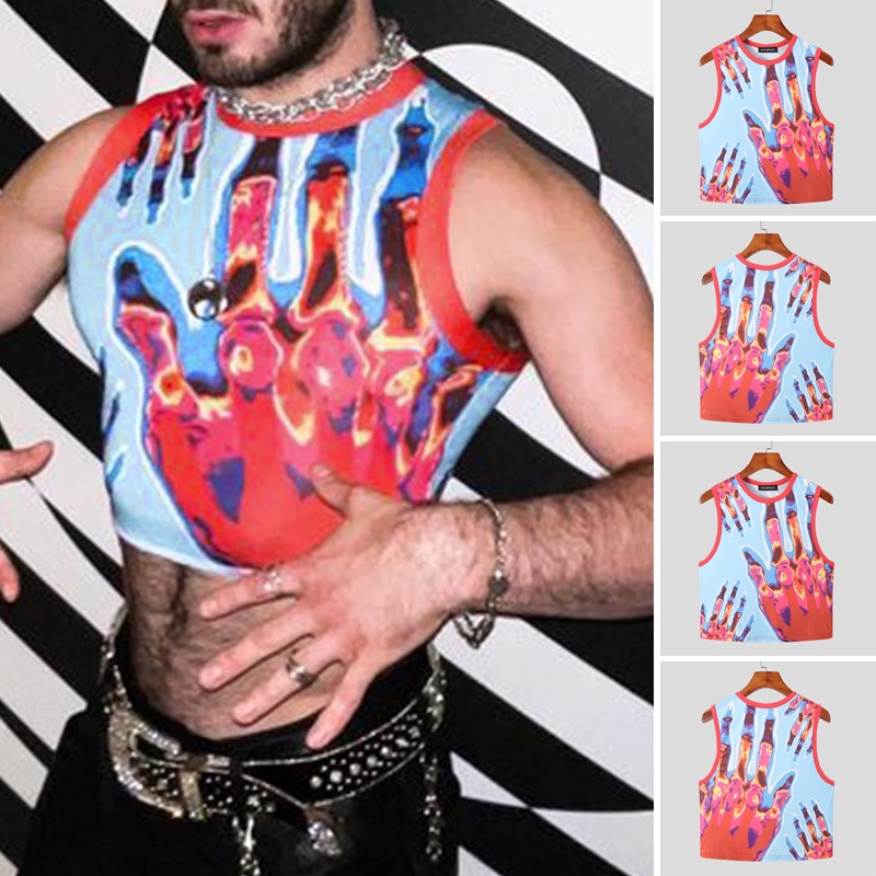 Áo Croptop Sát Nách In Họa Tiết Thời Trang Mùa Hè Cho Nam