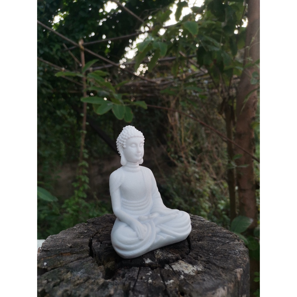 Tượng Đá Phật Thích Ca Cao 11cm màu trắng phong thủy, trang trí nhà cửa, thờ cúng