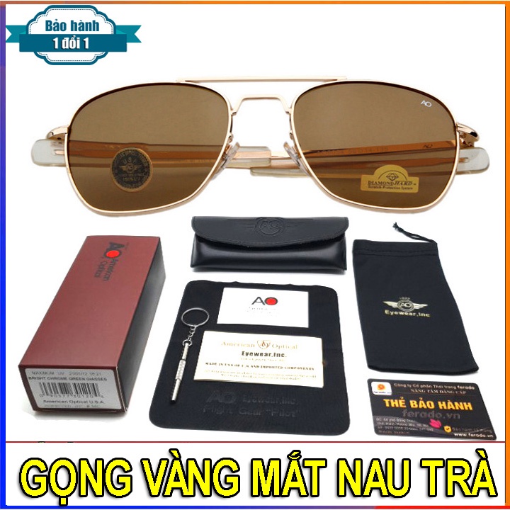 Kính mắt AO pillot american, Kính Râm Nam Nữ thời trang mắt phân cực chống nắng đi biển đi du lịch tặng kèm hộp đựng