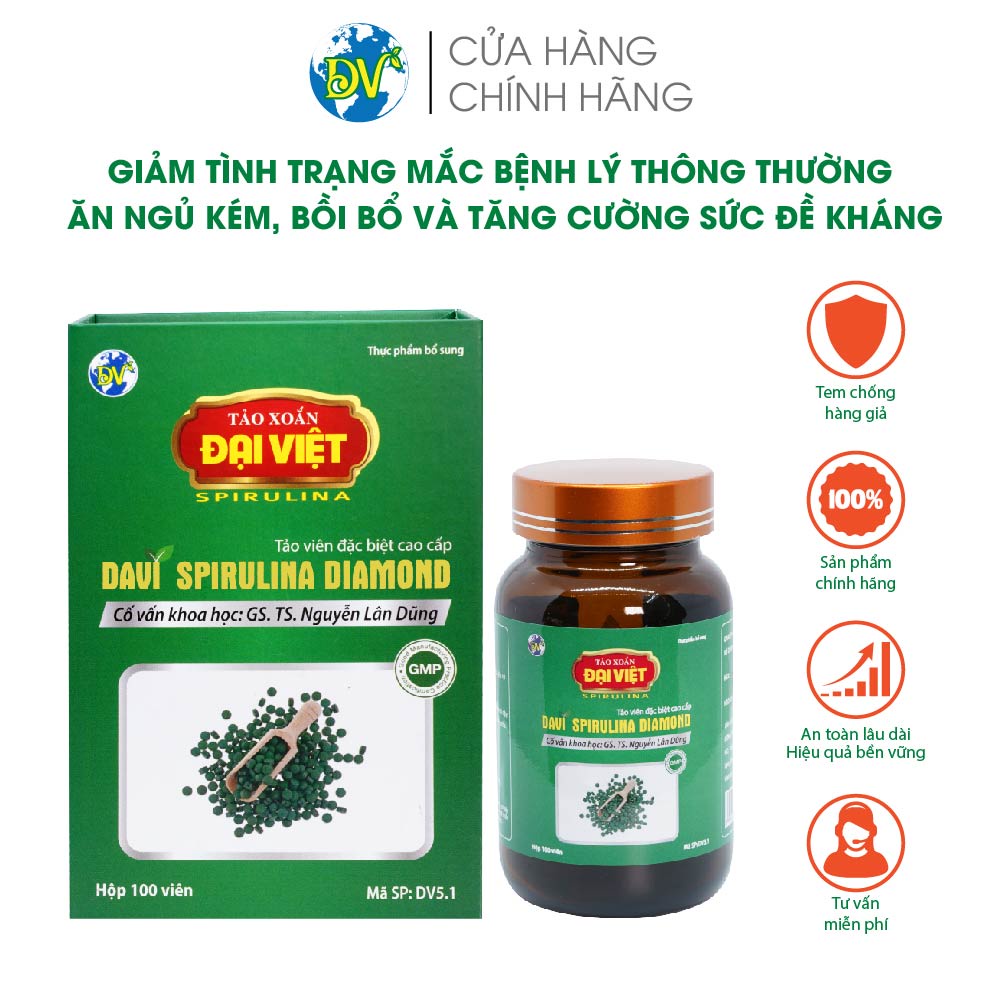Tảo viên DAVI DIAMOND, Tăng cường sức đề kháng, bổ sung dinh dưỡng_100 viên