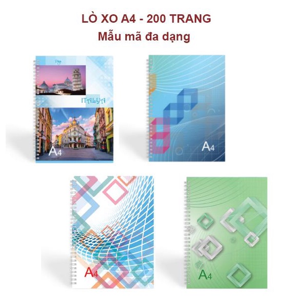 Sổ lò xo A4 Minh Châu- sổ ghi chép 200 trang - bìa hình đất nước Italya - 842 - 1 quyển