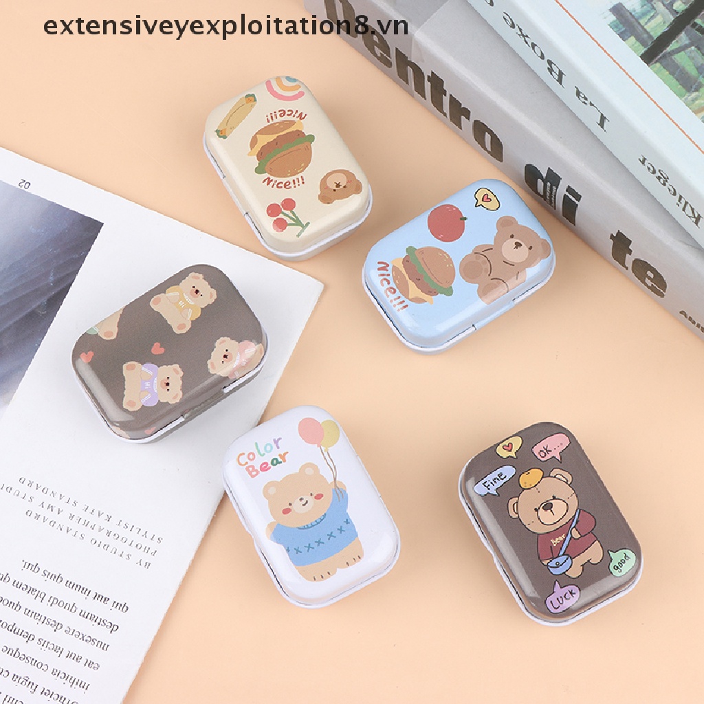 Hộp thiếc mini đựng trang sức/ tiền xu in hình gấu dễ thương