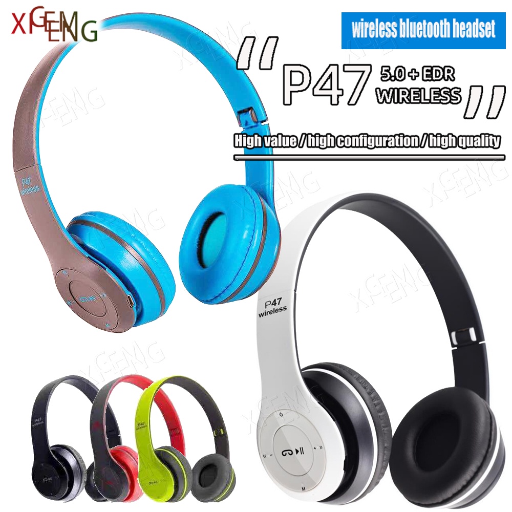 Tai Nghe Bluetooth Không Dây P47 Âm Thanh 4D Gấp Gọn Được Có Thể Gấp Gọn