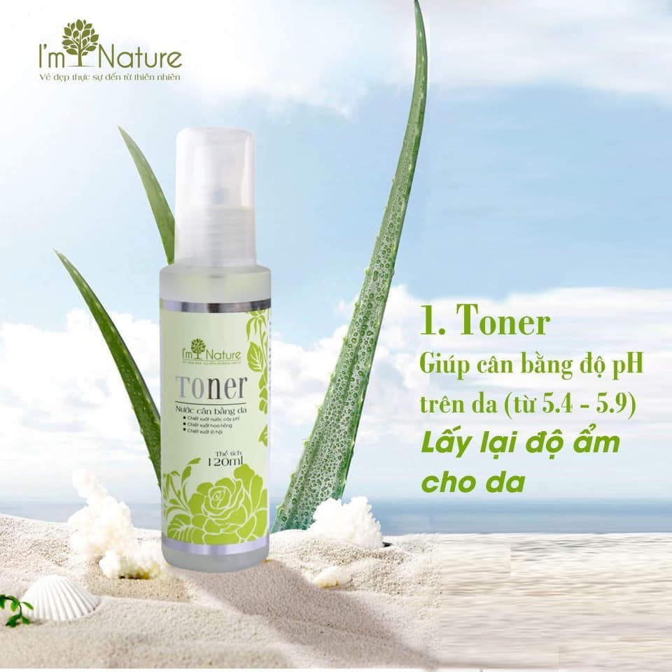 Toner IM NATURE nước hoa hồng dưỡng trắng cân bằng độ ẩm an toàn mẹ bầu và phụ nữ sau sinh 120ml