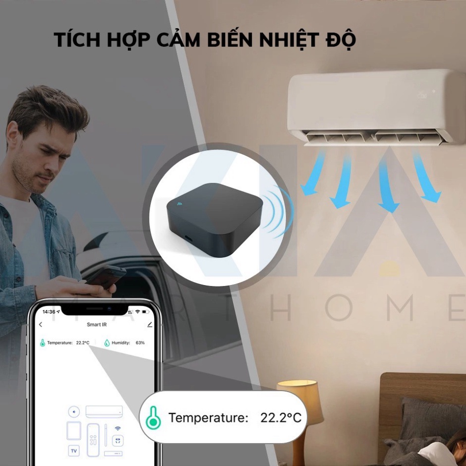 Điều khiển hồng ngoại AKIA S06 Pro bản 2021 - Tích hợp cảm biến nhiệt độ, Điều khiển máy lạnh,TV , Quạt, Hẹn giờ bật tắt