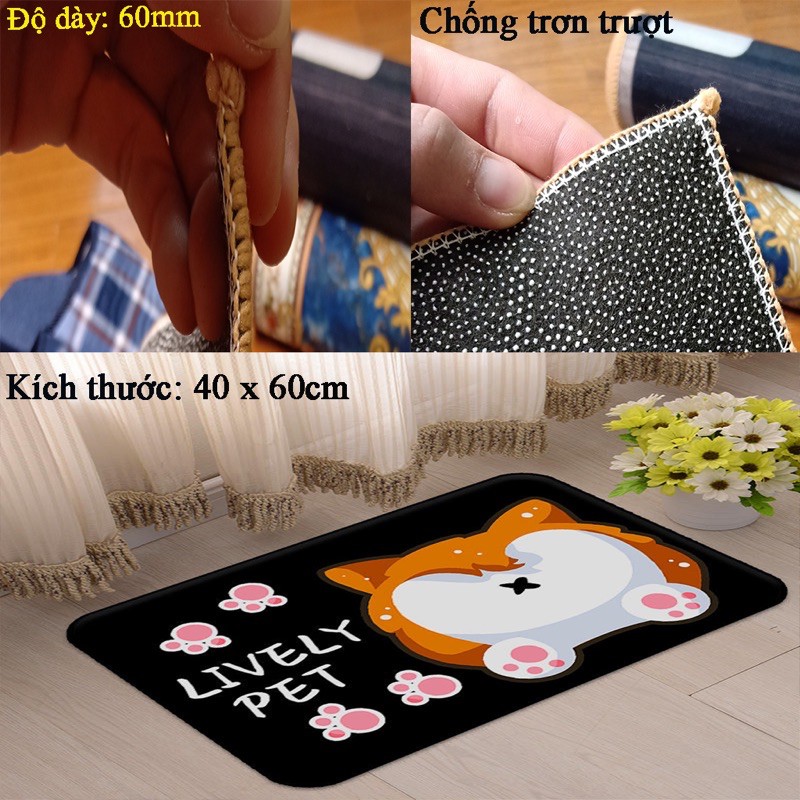 Thảm Lau Chân 3D Hình Thú Chống Trượt,Chống Hôi Chân,Thấm Hút Tốt.