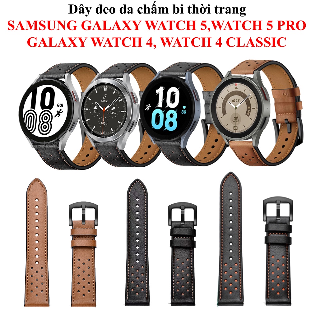 Dây da chấm bi phong cách Samsung Galaxy Watch 5, Watch 4