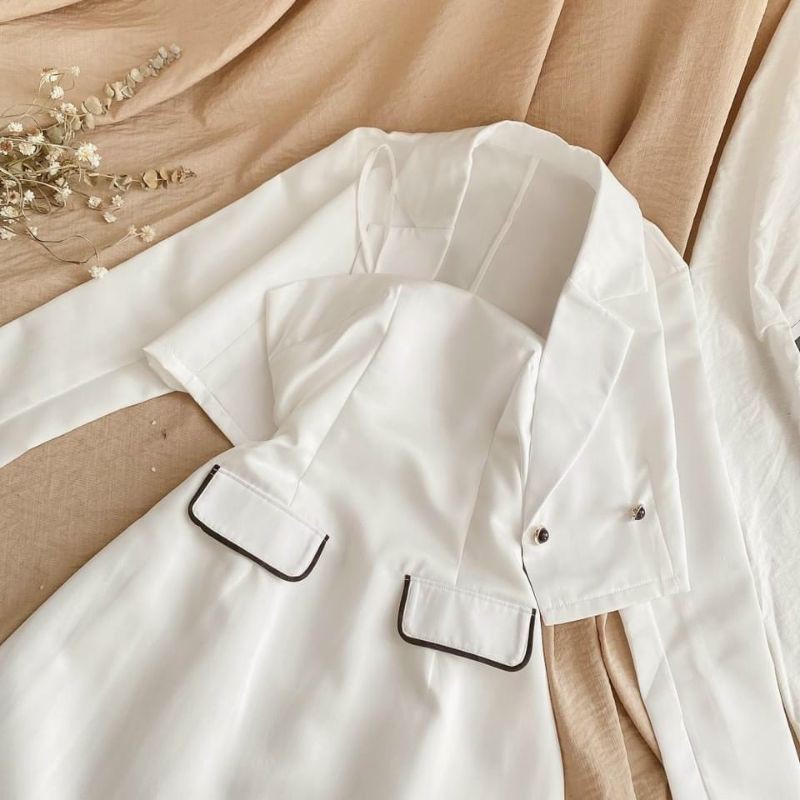 Set áo vest viền túi kèm váy | BigBuy360 - bigbuy360.vn