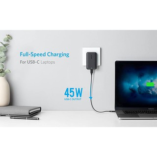 Bộ sạc nhanh Anker PowerPort Atom III 45W Slim Type C, cho Máy tính xách tay USB-C, MacBook, iPhone/Ipad (A1267)
