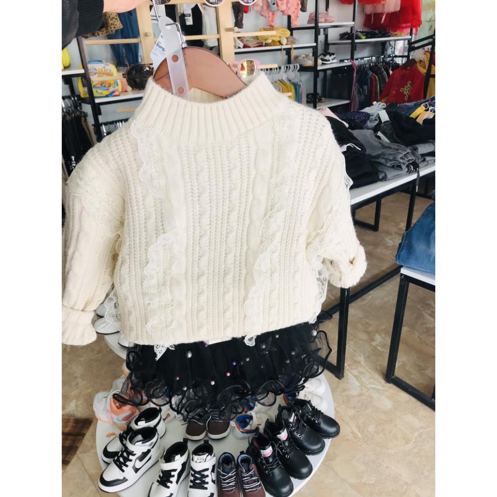 Áo len thừng màu kem  sữa phong cách hàn quốc dành cho bé gái