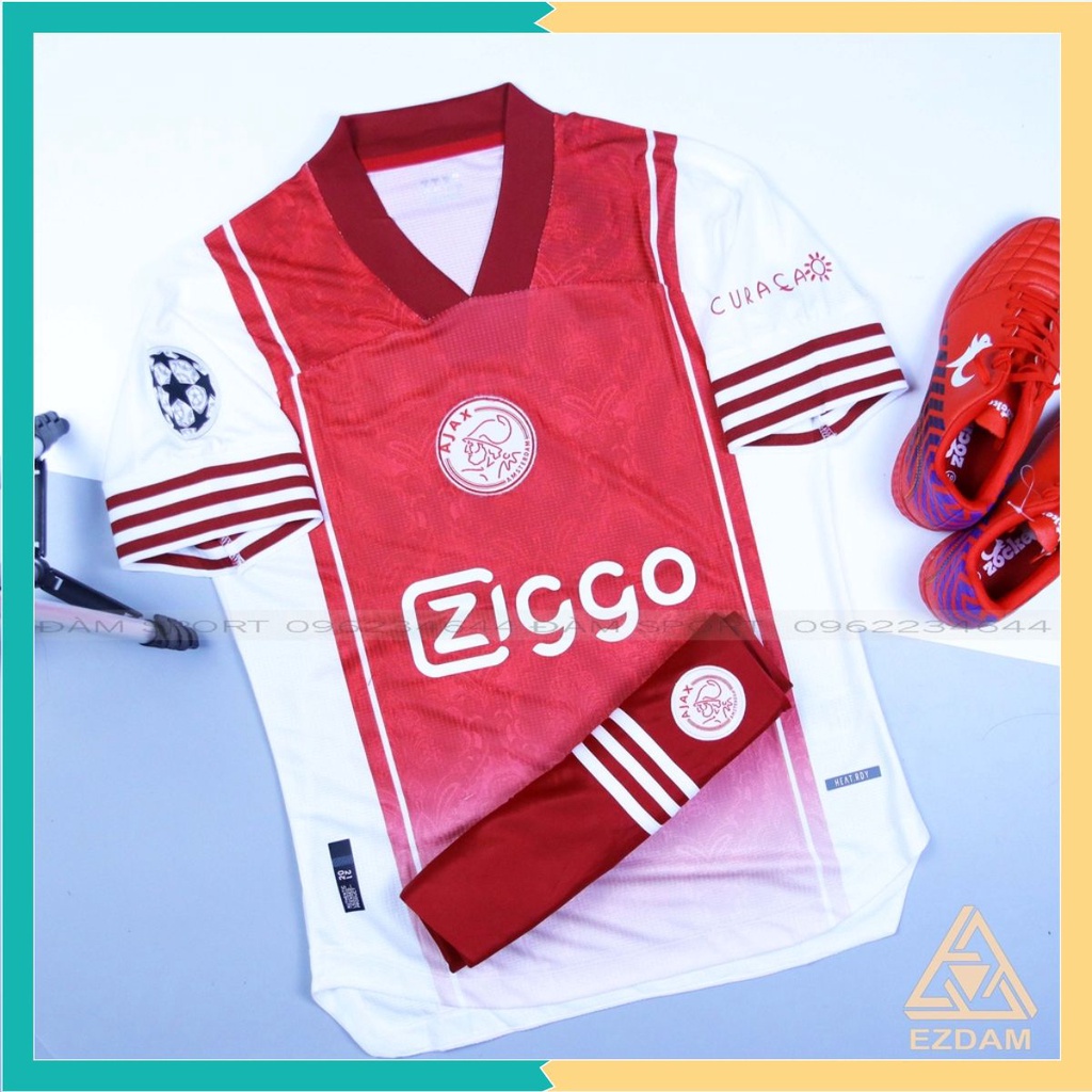 Bộ Áo Bóng Đá  Ajax Cao Cấp  Sân  Nhà  20/21, Bộ Áo Đá Banh Hàng Thái Chất Poliste Thấm Hút Mồ Hôi