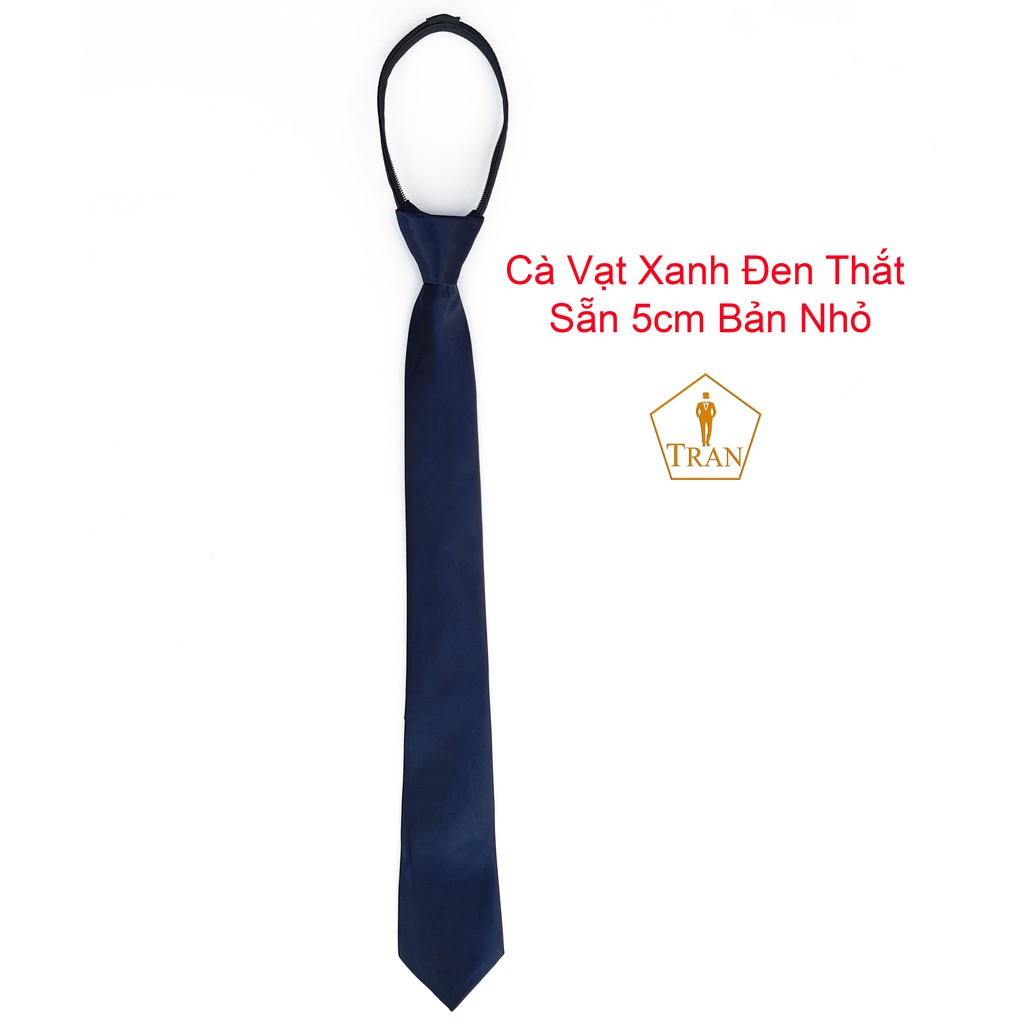 Cà Vạt, Caravat Xanh, Xanh Đen Nam Cao Cấp 5, 8cm Tự Thắt, Thắt Sẵn.