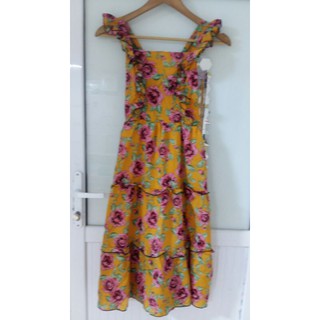 Đầm tầng hoa hồng 2 dây