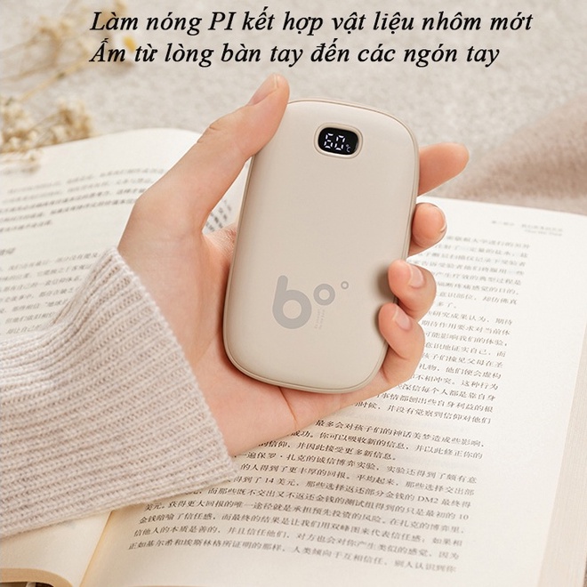 Máy sưởi ấm mini cầm tay đáng yêu, kiêm sạc dự phòng Jisulife NS02, Sử dụng 4-8h - 5400mAh, BH 12 tháng chính hãng