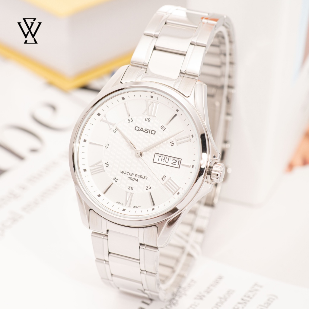 Đồng Hồ Quartz Nam Casio WATCHSTORE MTP-1384D-7A Thiết Kế Kính Khoáng 41mm, Dây Kim Loại, Vỏ Thép Không Gỉ