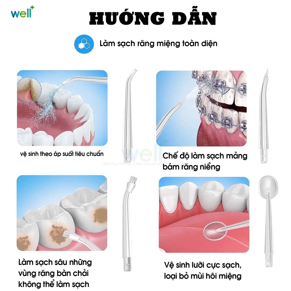 [Công Nghệ 2021] Máy Tăm Nước Cầm Tay Cao Cấp 3 Chế Độ Kèm 4 Vòi Phun Đa Chức Năng Giúp Vệ Sinh Sâu Răng Miệng Hiệu Quả