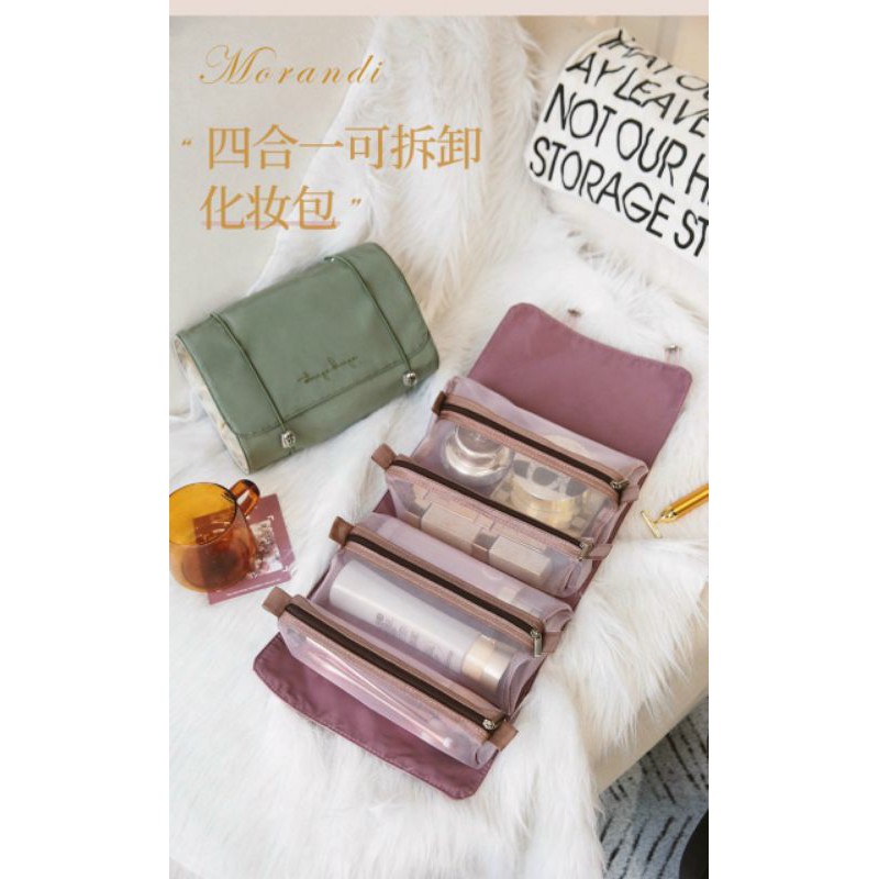 Túi đựng mỹ phẩm du lịch gấp gọn tiện lợi sang trọng 4in1 chống  thấm nước