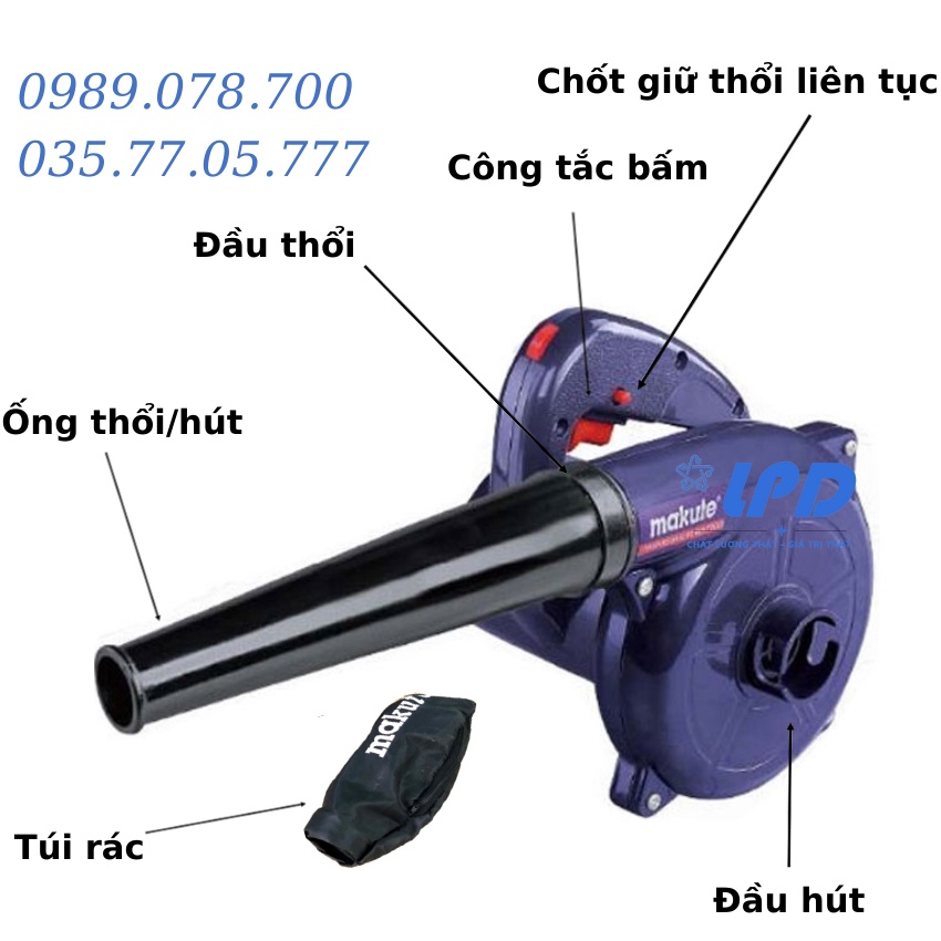 Máy thổi hút bụi chính hãng Makute PB004 công suất 600W