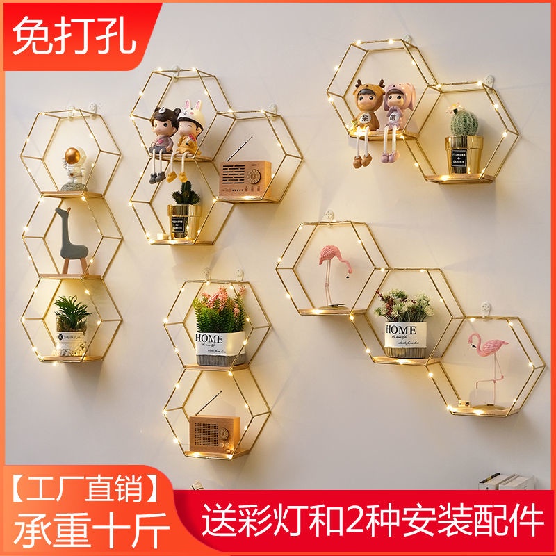 Giá Treo Tường Không Đục Lỗ Kiểu Bắc Âu Đơn Giản Sáng Tạo Trang Trí Phòng Khách / Phòng Ngủ