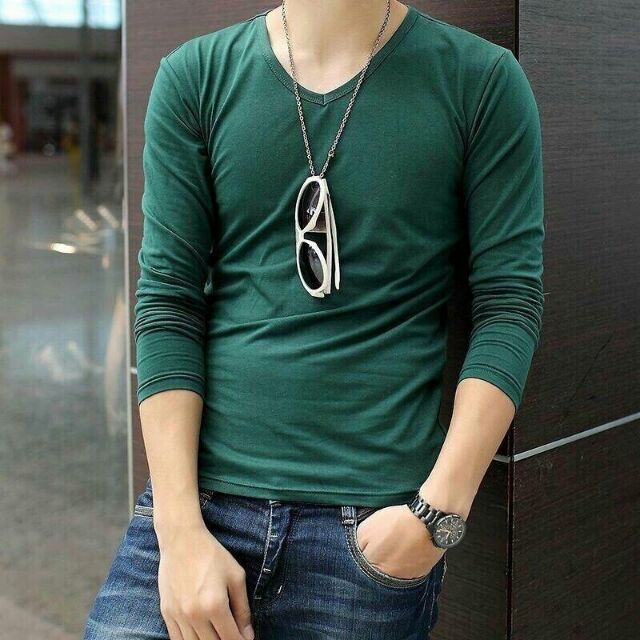 ÁO THUN NAM DÀI TAY CỔ TIM ĐẸP | BigBuy360 - bigbuy360.vn