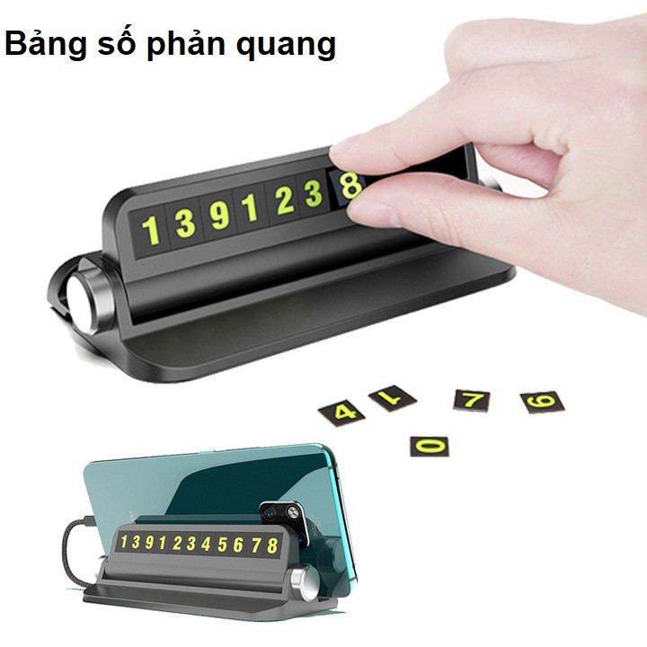 Bảng số kiêm giá đỡ điện thoại trên taplo ô tô, xe hơi số phản quang BSDT-Z1