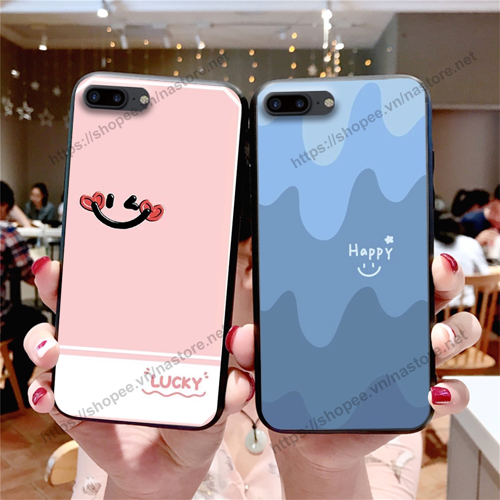 Ốp lưng Iphone 7 PLUS- IPHONE 7S PLUS- IPHONE 8 PLUS mặt cười, họa tiết caro đơn giản đẹp cute
