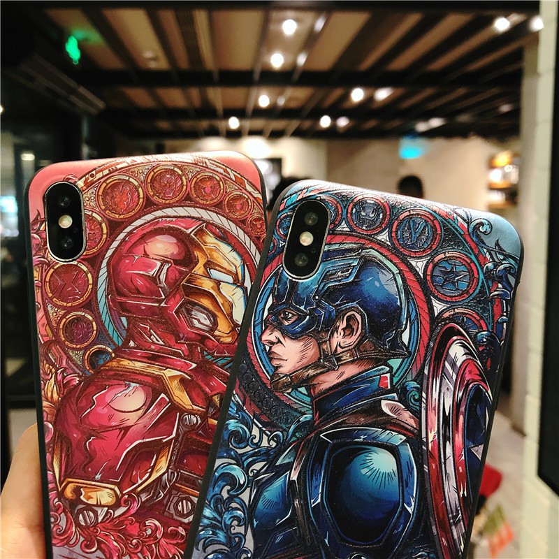 [ FREESHIP TỪ 50K TOÀN QUỐC ] Ốp lưng Iphone bộ đôi Iron Man, Captain America Nghiêng