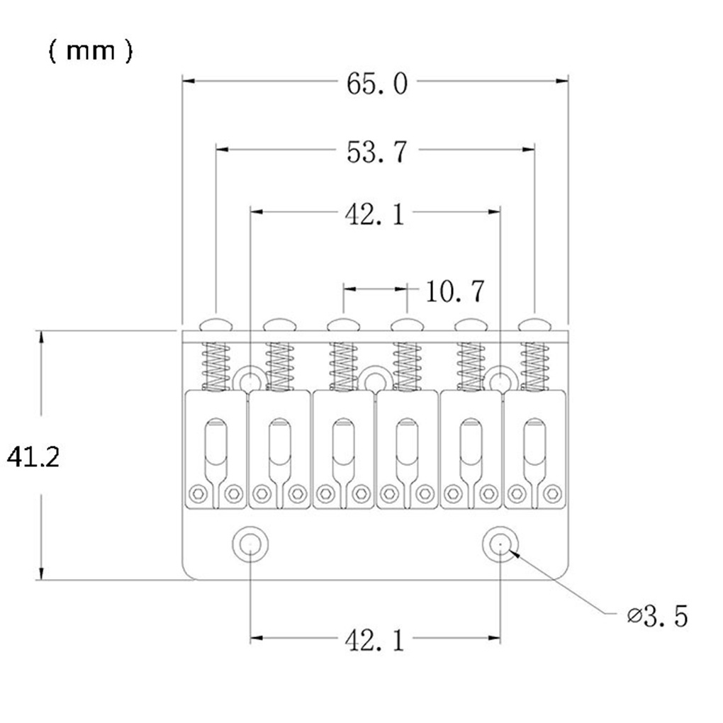 [Global] 6 String 65mm Metal Fixed Hardtail Saddle Bridge Top Load Guitar Tailpiece for Electric Guitar