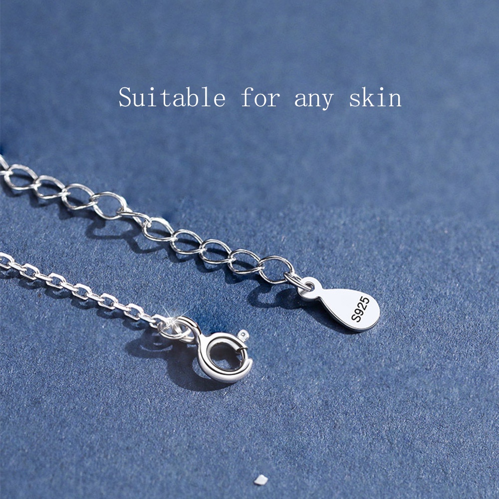 Dây chuyền bạc 925 hình mặt trăng và bông tuyết kèm hộp đựng dùng làm quà tặng