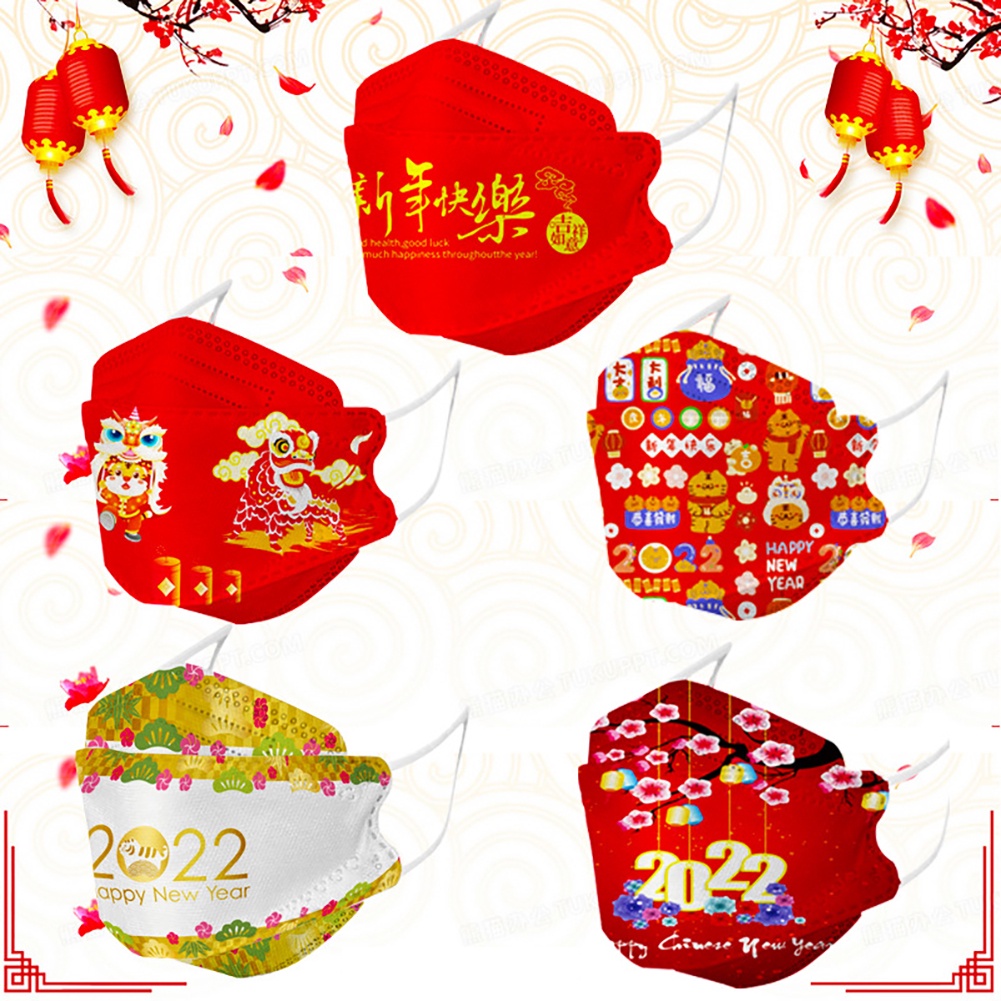 Set 10 khẩu trang KF94 chống bụi kháng khuẩn chăm sóc sức khỏe họa tiết 2022 Khẩu trang KF94 hoạ tiết Tết