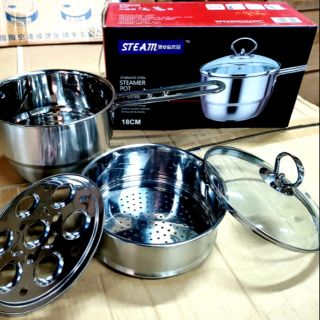 Nồi quánh kèm xửng hấp inox 18cm